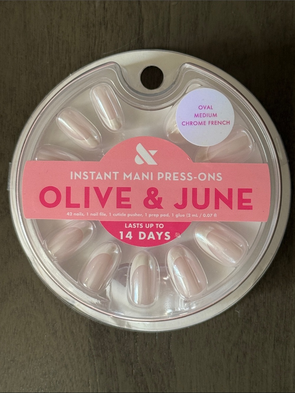 Olive and June Instant Mani Press On Nails in Oval, Medium, Chrome French